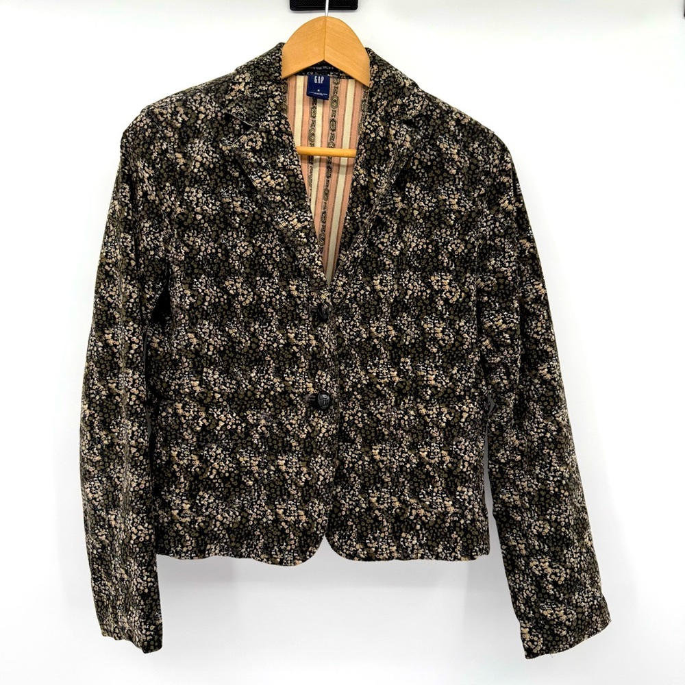 Vintage GAP Women’s Blazer Corduroy Floral Print Size 4 Cotton Academia